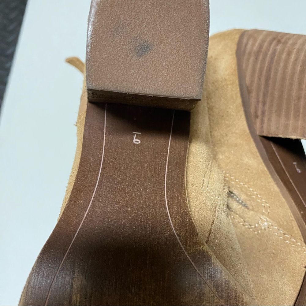 Sam Edelman Maurine Tan leather Suede Western Cutout Ankle Boots Size 9 - Picture 12 of 13